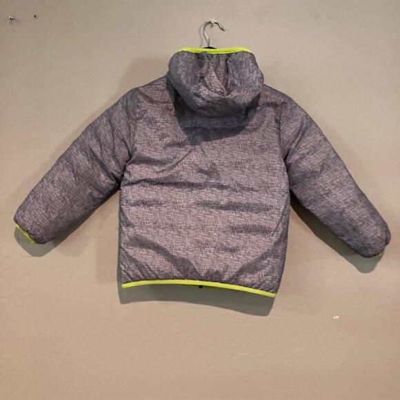 EDDIE BAUER Down Hooded Puffer Coat Boy's Black Green Reversible Size XS 5/6 - Picture 9 of 16